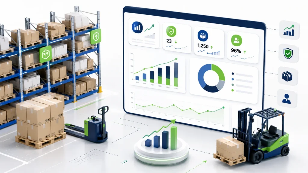 Análisis de KPIs de almacén con panel de control logístico
