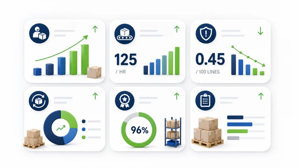 Cuadro de mando con métricas de productividad, stock e incidencias